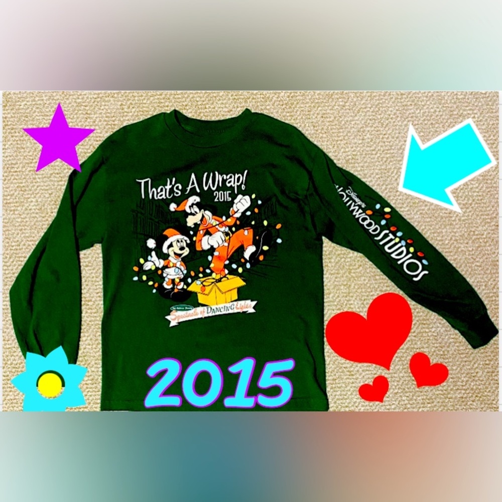 VTG Disney Parks 2015 Final Year Osboure Lights LS T Shirt Sz Med.